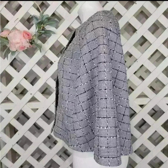 Abbey Glass tweed houndstooth metallic thread cape XL - Picture 4 of 9